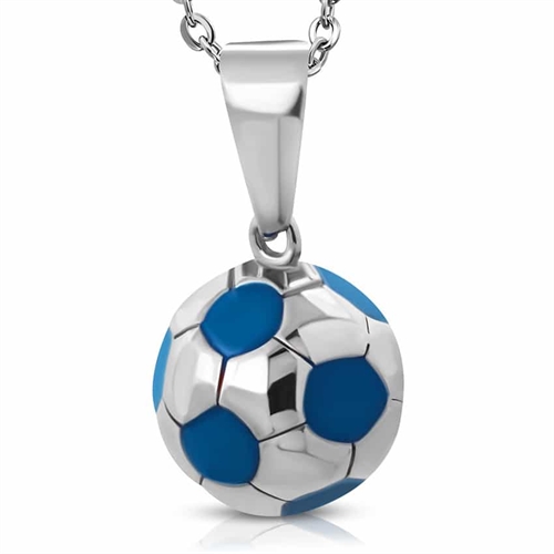 Fußball in Edelstahl Blau klein 1,2cm