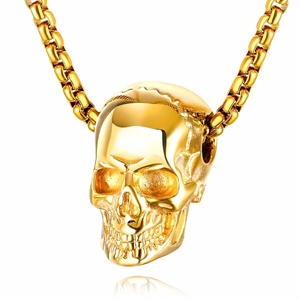 Vergoldete Totenkopf-Halskette 
