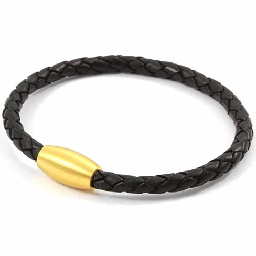 Armband aus schwarzem Leder mit Magnetschließe