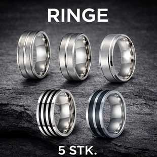 5er-Pack Herrenringe aus Edelstahl – 8 mm | Stilvolles Ring-Set für Männer