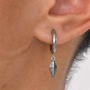 Herren Hoop-Ohrring aus Edelstahl mit nordischem Hängeanhänger