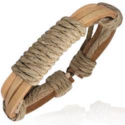 Lederarmband mit Baumwolle "James"