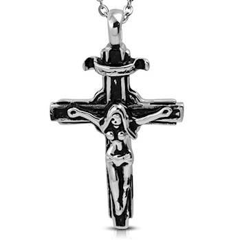 Kreuz mit Frau aus rostfreiem Stahl