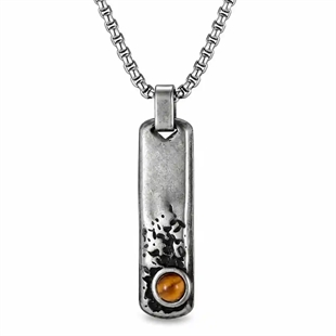 Helios Halskette aus oxidiertem Stahl mit tigereye