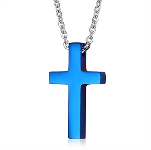 Blaues Kreuz Halskette mit Kette