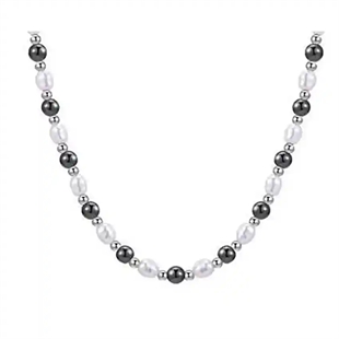 Herrenschmuckset mit Perlen und Kreuzanhänger aus Edelstahl – Urban Pearl & Steel Duo