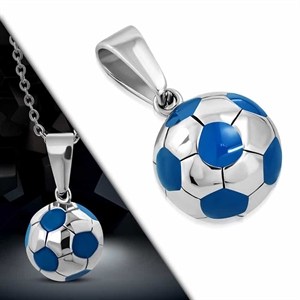 Fußball in Edelstahl Blau klein 1,2cm