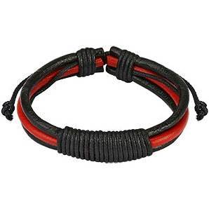 Lederarmband Schwarz/Rot "Wind"