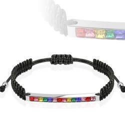 Geknotetes Armband in Regenbogen.