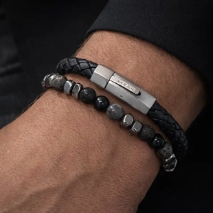 Rohes Leder und Stein in perfekter Kombination Armband Set