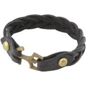 Armband aus schwarzem Ledergeflecht.