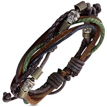 Totenkopf-Lederarmband 18-20cm