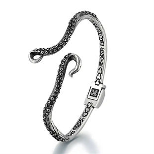 Oktopus Armband aus mattiertem Edelstahl