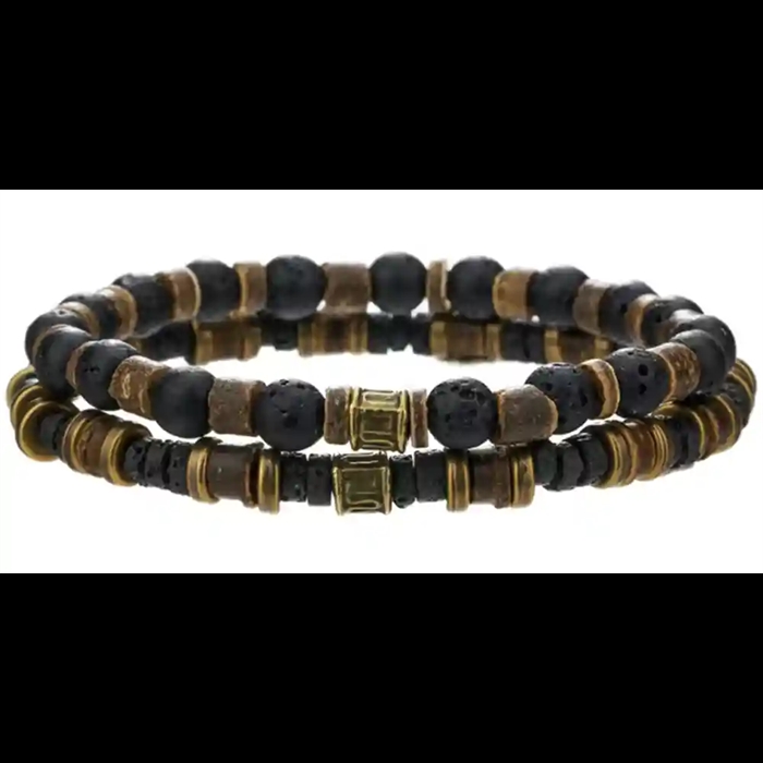 Lava Spirit – Herrenarmband aus Lava- und Natursteinen 6mm