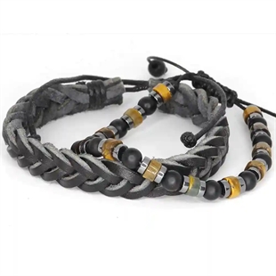 Armbandset – Lederarmband & Perlenarmband im maskulinen Design