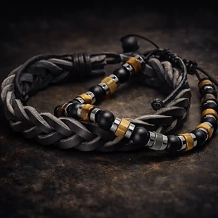 Armband-Set – Lederarmband & Perlenarmband im maskulinen Design