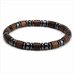 Holz & Hämatit Herrenarmband