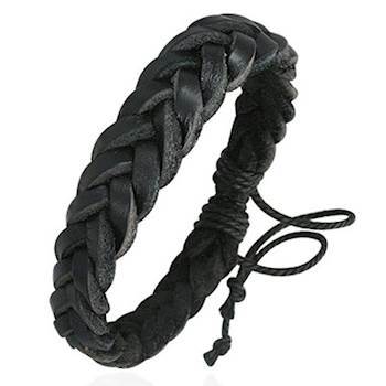 Schwarzes geflochtenes Lederarmband