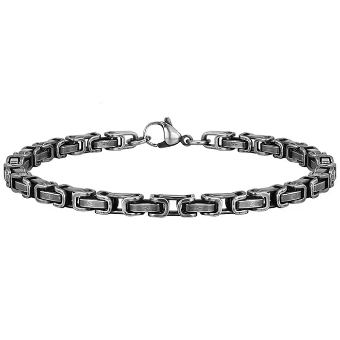 Herrenarmband aus oxidiertem Edelstahl mit antiker Silberoptik von marjoe-herrenschmuck.de