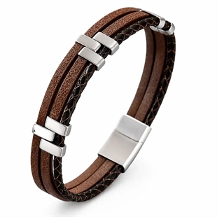 Milano Fusion brown – Lederarmband mit Edelstahl
