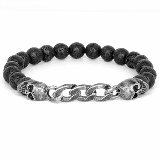 Lava Perlen Armband schwarz