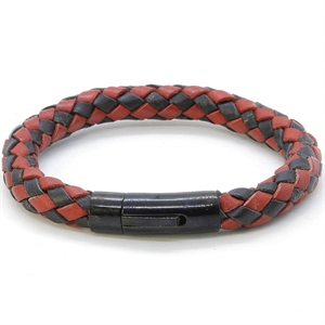 Rustikales Lederarmband schwarz/rot