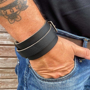 Schwarzes BOKK-Lederarmband deluxe