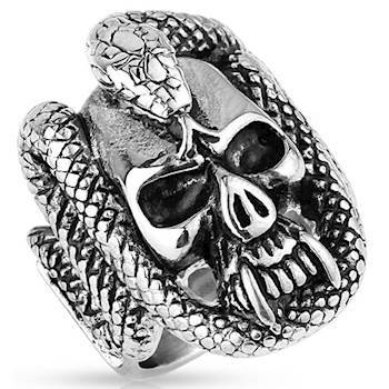 Herren Ring Schlange Biker