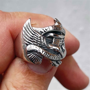 Biker Ring aus Stahl "Eagle"