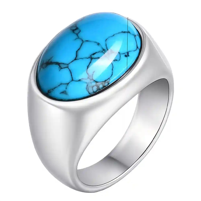 Blauer Herrenring aus Stahl