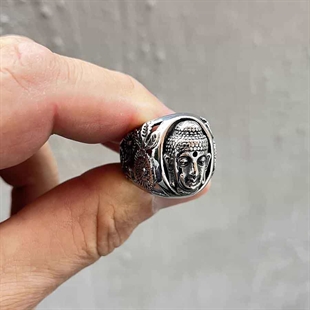 Buddha Biker Ring aus Edelstahl