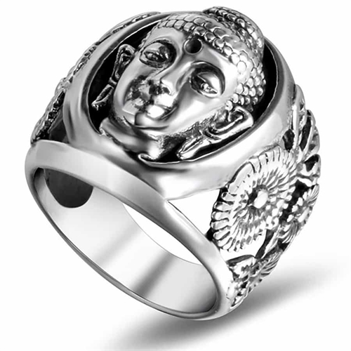 Buddha Biker Ring aus Edelstahl