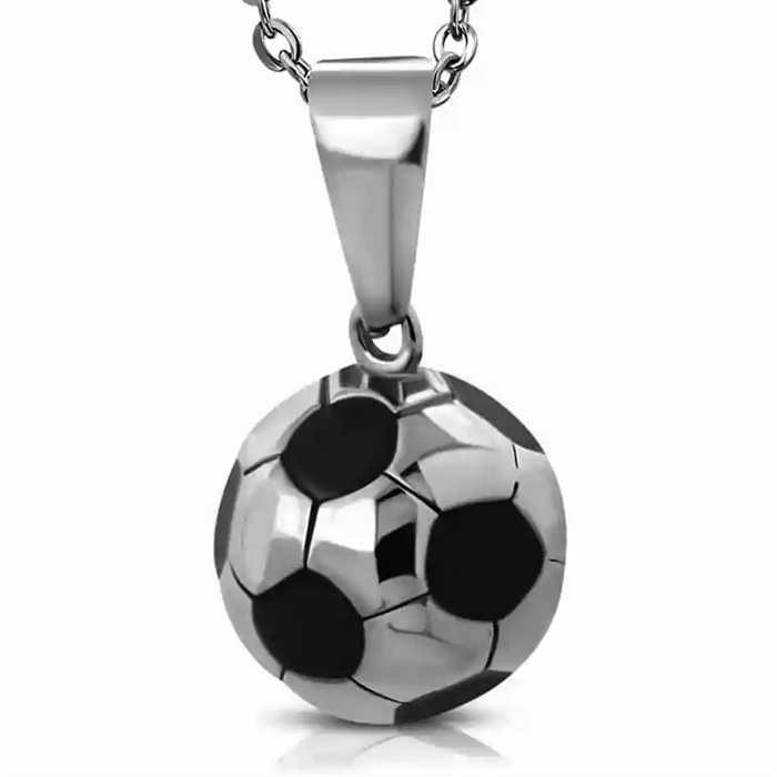 Fußball in Edelstahl Schwarz