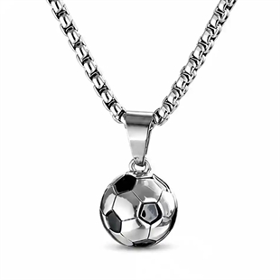 Fußballkette aus Edelstahl mit 1,5 cm Anhänger