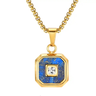 Halsband blau/gold mit Steinen