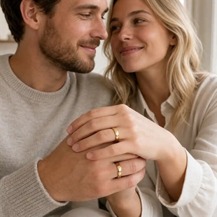 Glänzend vergoldeter Ring aus Edelstahl.