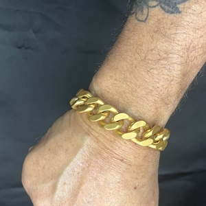 XL Mattes goldenes quadratisches Armband aus Edelstahl / 1,6 cm