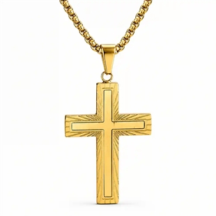 Croce Nera Milano – goldfarbenes Herren-Halskette mit Kreuz
