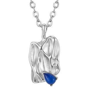 Urban Stahl mit Blauem Stein Anhänger – Edge Design