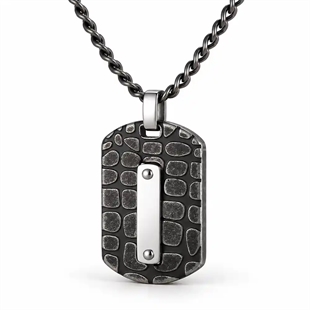 Torino – Herren-Halskette mit strukturiertem Dogtag
