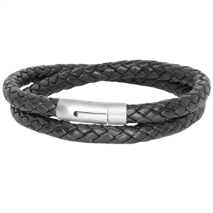 Lederhalsband aus 8/6mm Ledergeflecht.