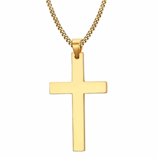 Gen-Halskette mit Kreuz vergoldet 5x3 cm