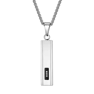 Herrenschmuck aus Edelstahl mit rechteckigem Bar-Anhänger und CZ-Details