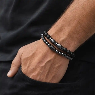 Noir Hematit Armbandset – Schwarz & Gunmetal