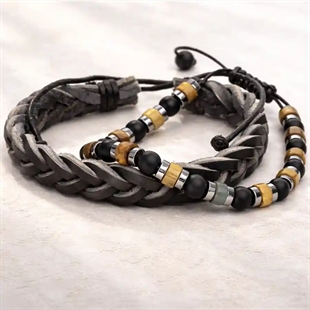 Armband-Set – Lederarmband & Perlenarmband im maskulinen Design