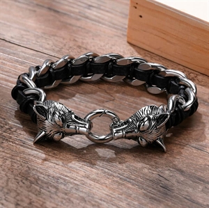 Armband Stahl Wolfskopf 