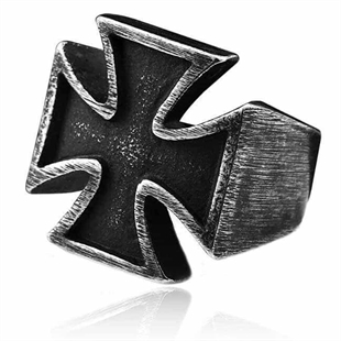 Iron Cross Herrenring aus schwarz lackiertem Stahl