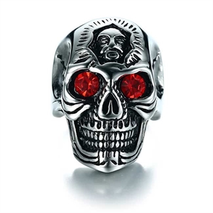 Rotes Auge Totenkopf - Biker Ring