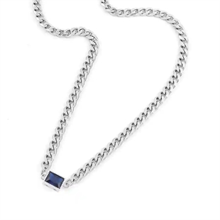 Link Steel CZ Halskette aus Edelstahl für Herren