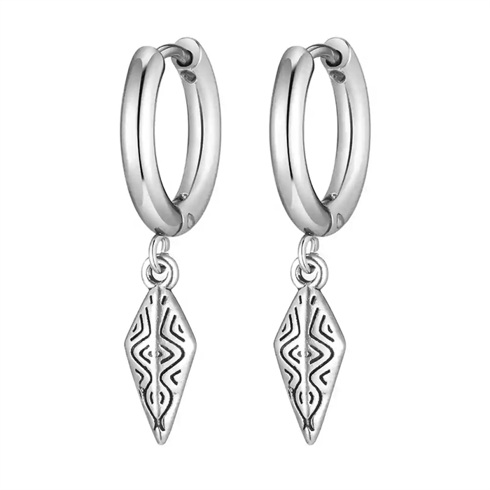 Herren Hoop-Ohrring aus Edelstahl mit nordischem Hängeanhänger